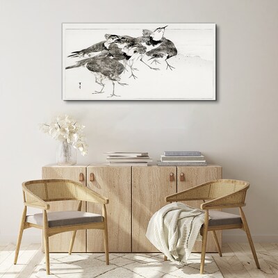 Tableau imprimé sur toile Une volée d'oiseaux sur fond blanc