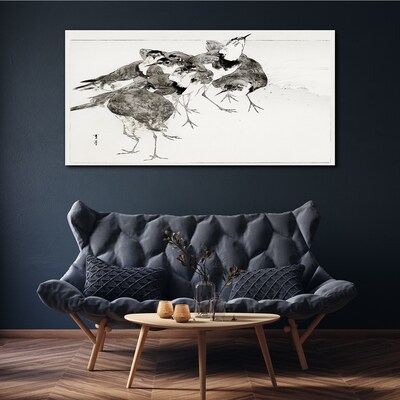 Tableau imprimé sur toile Une volée d'oiseaux sur fond blanc