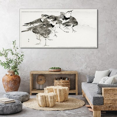 Tableau imprimé sur toile Une volée d'oiseaux sur fond blanc