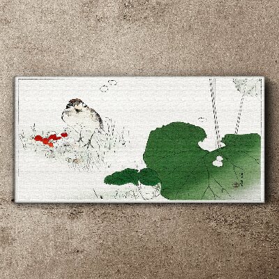 Tableau toile imprimée Un invité ailé dans un cadre verdoyant