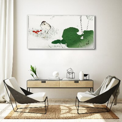 Tableau toile imprimée Un invité ailé dans un cadre verdoyant