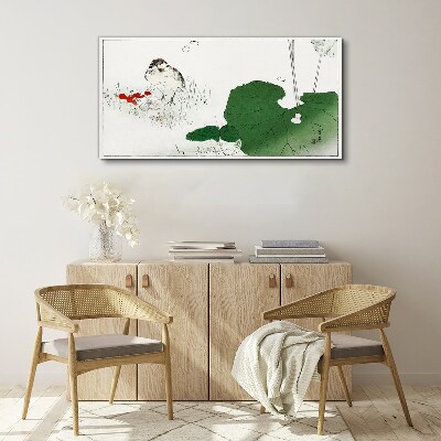 Tableau toile imprimée Un invité ailé dans un cadre verdoyant