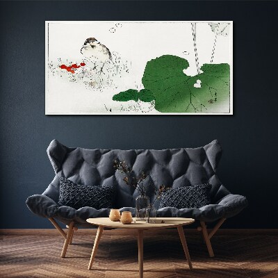 Tableau toile imprimée Un invité ailé dans un cadre verdoyant