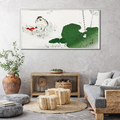 Tableau toile imprimée Un invité ailé dans un cadre verdoyant