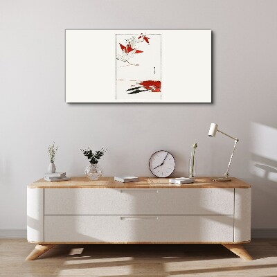 Tableau toile imprimée Oiseaux rouges sur fond blanc