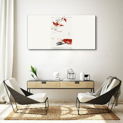Tableau toile imprimée Oiseaux rouges sur fond blanc