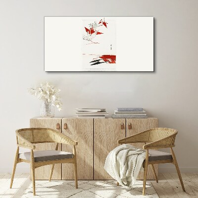 Tableau toile imprimée Oiseaux rouges sur fond blanc