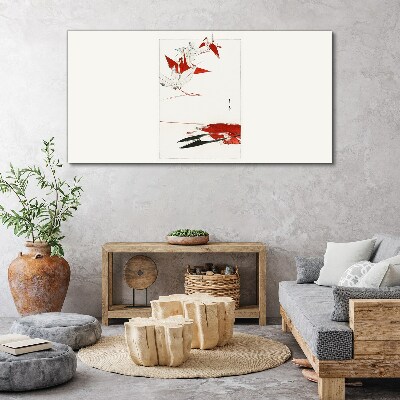 Tableau toile imprimée Oiseaux rouges sur fond blanc