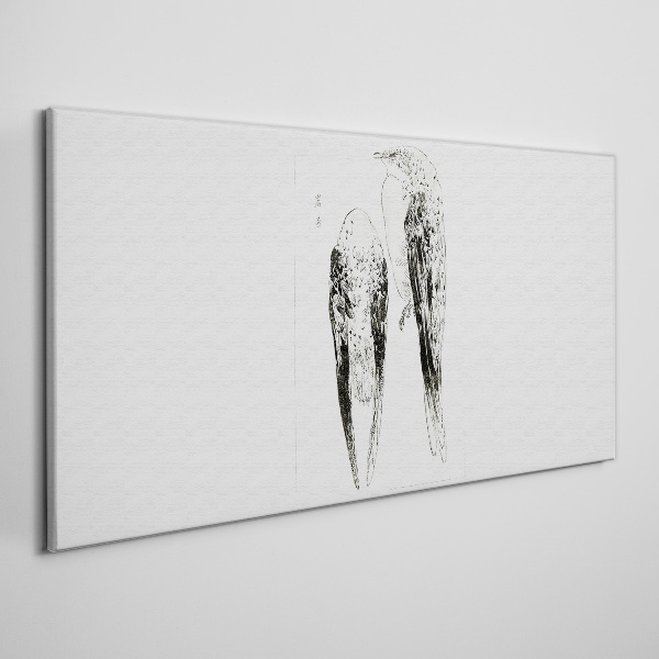 Tableau toile imprimée Deux oiseaux sur fond blanc