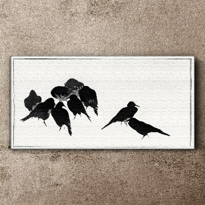 Tableau toile imprimée Oiseaux noirs sur fond blanc