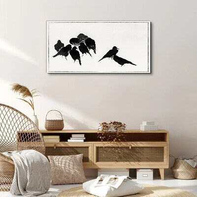 Tableau toile imprimée Oiseaux noirs sur fond blanc