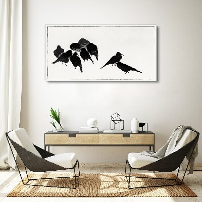 Tableau toile imprimée Oiseaux noirs sur fond blanc