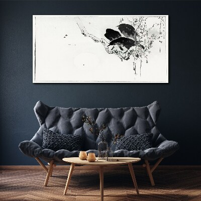 Tableau imprimé sur toile Oiseaux noirs sur une branche