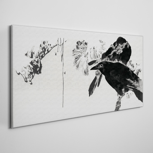 Tableau sur toile Un oiseau noir sur fond de nature