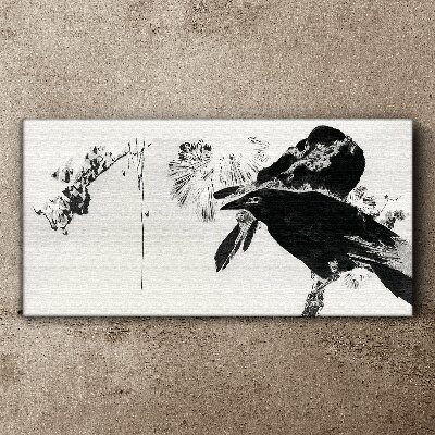 Tableau sur toile Un oiseau noir sur fond de nature