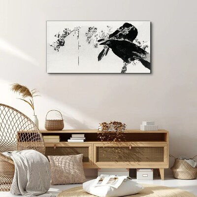 Tableau sur toile Un oiseau noir sur fond de nature