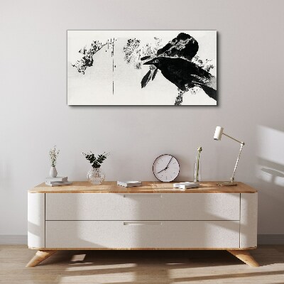 Tableau sur toile Un oiseau noir sur fond de nature