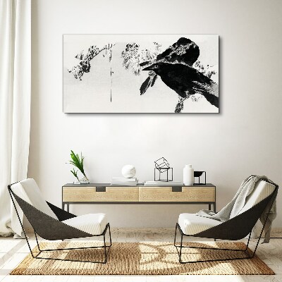 Tableau sur toile Un oiseau noir sur fond de nature
