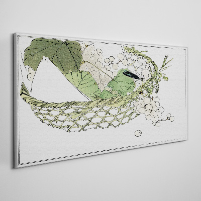 Tableau toile imprimée Corbeille de fruits verts