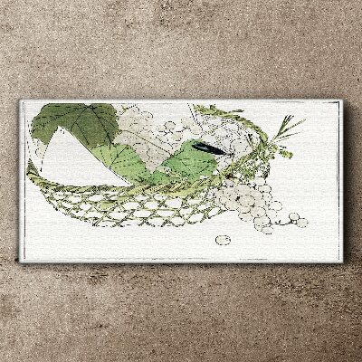 Tableau toile imprimée Corbeille de fruits verts