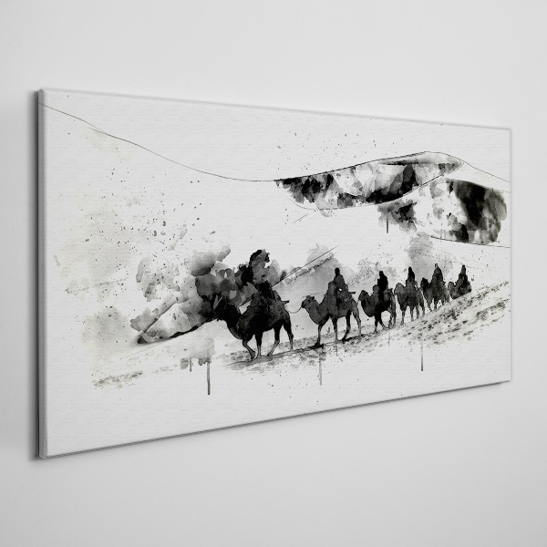 Tableau sur toile Caravane en noir et blanc