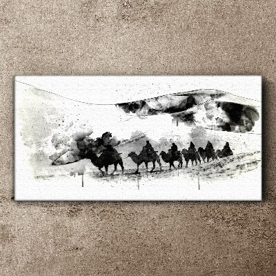 Tableau sur toile Caravane en noir et blanc