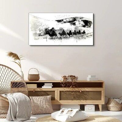 Tableau sur toile Caravane en noir et blanc