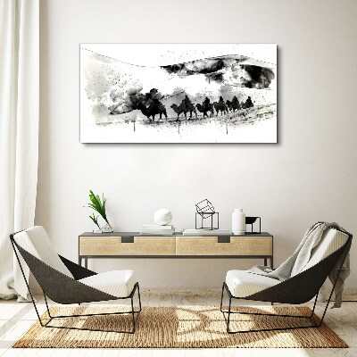 Tableau sur toile Caravane en noir et blanc