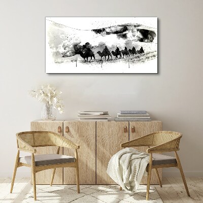 Tableau sur toile Caravane en noir et blanc