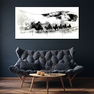 Tableau sur toile Caravane en noir et blanc
