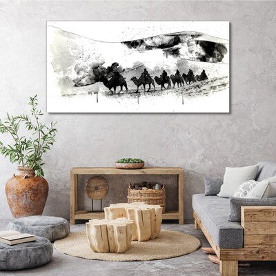 Tableau sur toile Caravane en noir et blanc