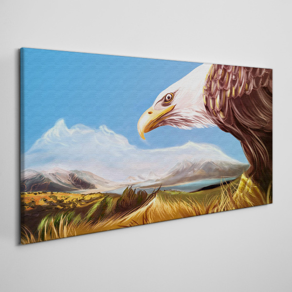 Tableau toile imprimée « Aigle dans un paysage de montagne »