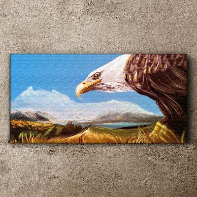 Tableau toile imprimée « Aigle dans un paysage de montagne »