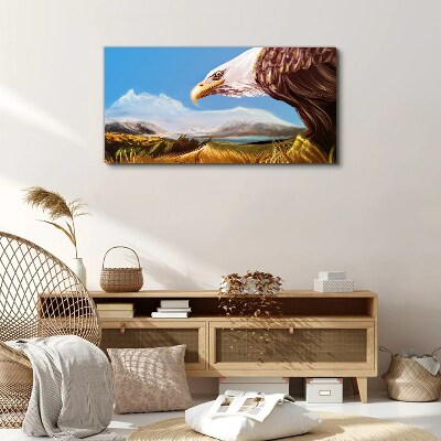 Tableau toile imprimée « Aigle dans un paysage de montagne »
