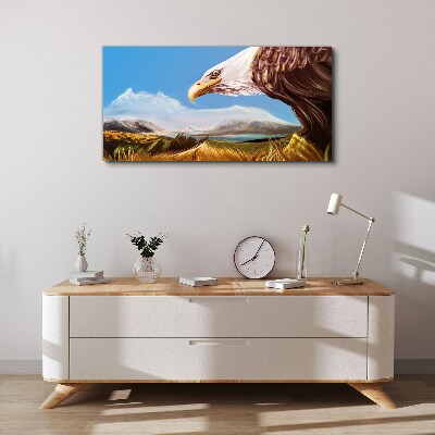Tableau toile imprimée « Aigle dans un paysage de montagne »