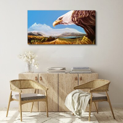 Tableau toile imprimée « Aigle dans un paysage de montagne »
