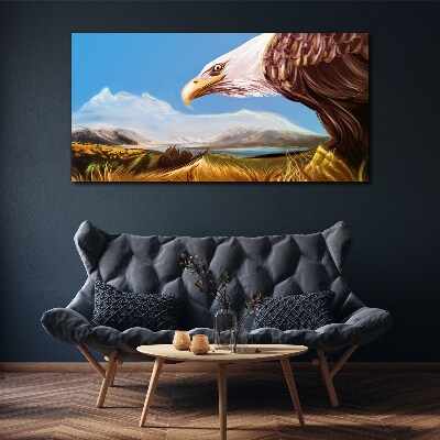 Tableau toile imprimée « Aigle dans un paysage de montagne »