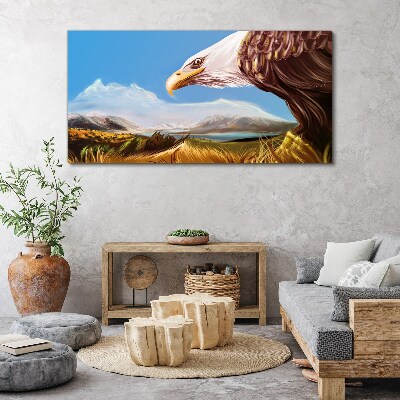 Tableau toile imprimée « Aigle dans un paysage de montagne »