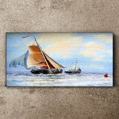 Tableau sur toile Voiles sur les vagues