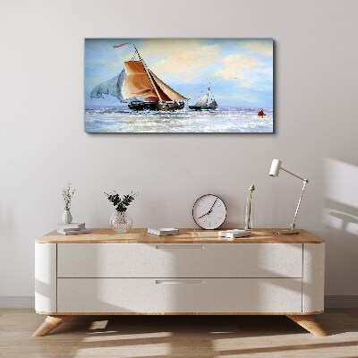 Tableau sur toile Voiles sur les vagues