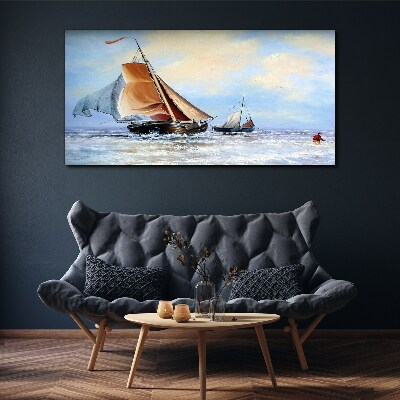 Tableau sur toile Voiles sur les vagues