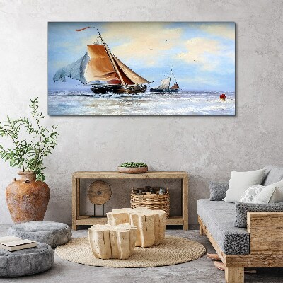 Tableau sur toile Voiles sur les vagues