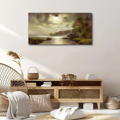 Tableau imprimé sur toile Un paysage paisible au bord de l'eau