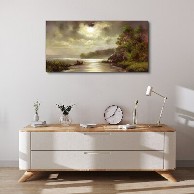 Tableau imprimé sur toile Un paysage paisible au bord de l'eau