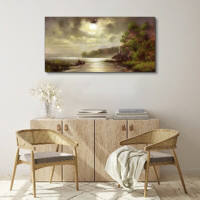 Tableau imprimé sur toile Un paysage paisible au bord de l'eau
