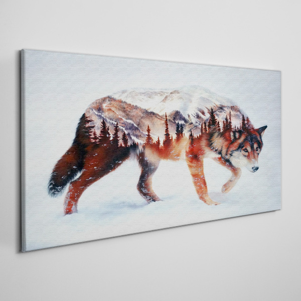 Tableau sur toile Loup dans un paysage hivernal