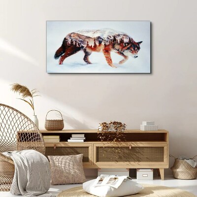 Tableau sur toile Loup dans un paysage hivernal