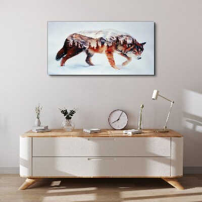 Tableau sur toile Loup dans un paysage hivernal