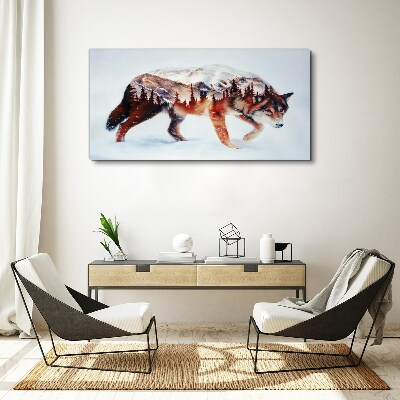 Tableau sur toile Loup dans un paysage hivernal