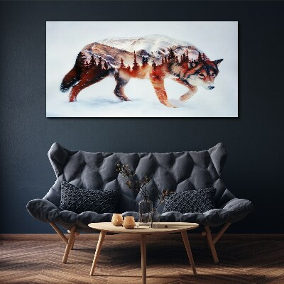Tableau sur toile Loup dans un paysage hivernal